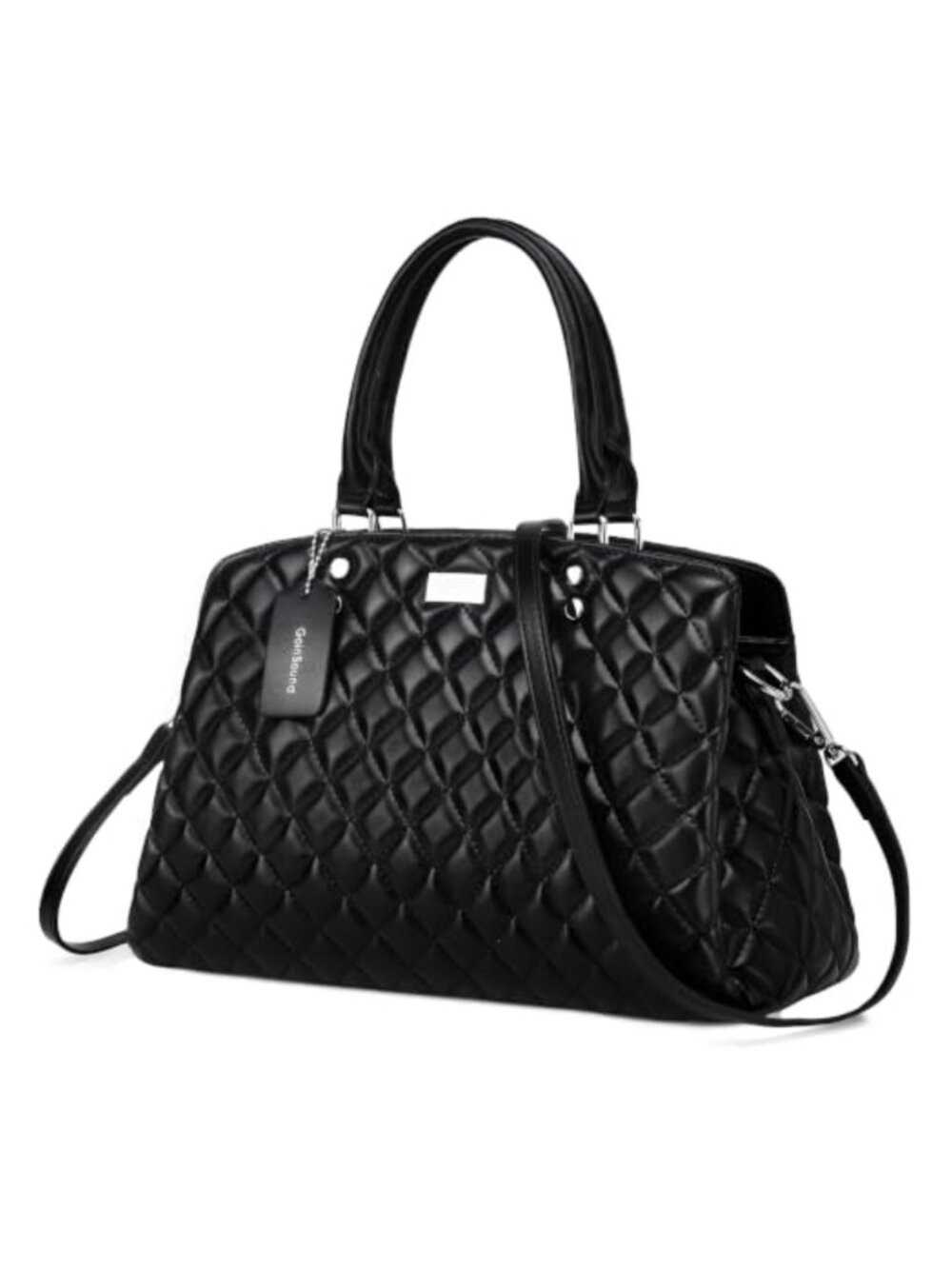 Quilted Satchel Handbag Vegan Leather Crossbody Shoulder Bag
